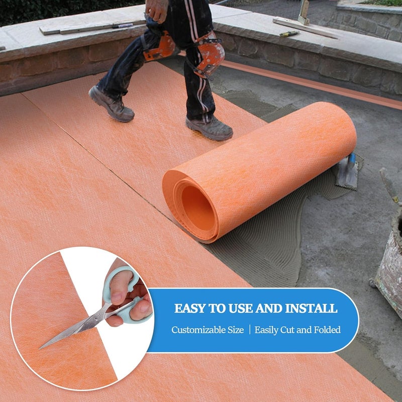 Boshen Waterproof Membrane 5inch x 98.42Ft Underlayment Shower Membrane 20mils Thickness Waterproofing Polyethylene Fabric for Tiles, Shower Walls, Bathroom Floors - Image 5